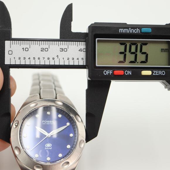 Fossil Blue Mens Silver Tone Blue Dial Watch AM-3319 Stainless Steel New Battery - Picture 2 of 14